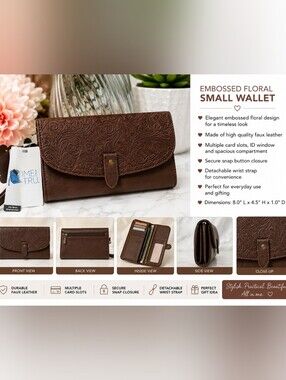 TIME AND TRU BROWN EMBOSSED FLORAL WRISTLET Waller